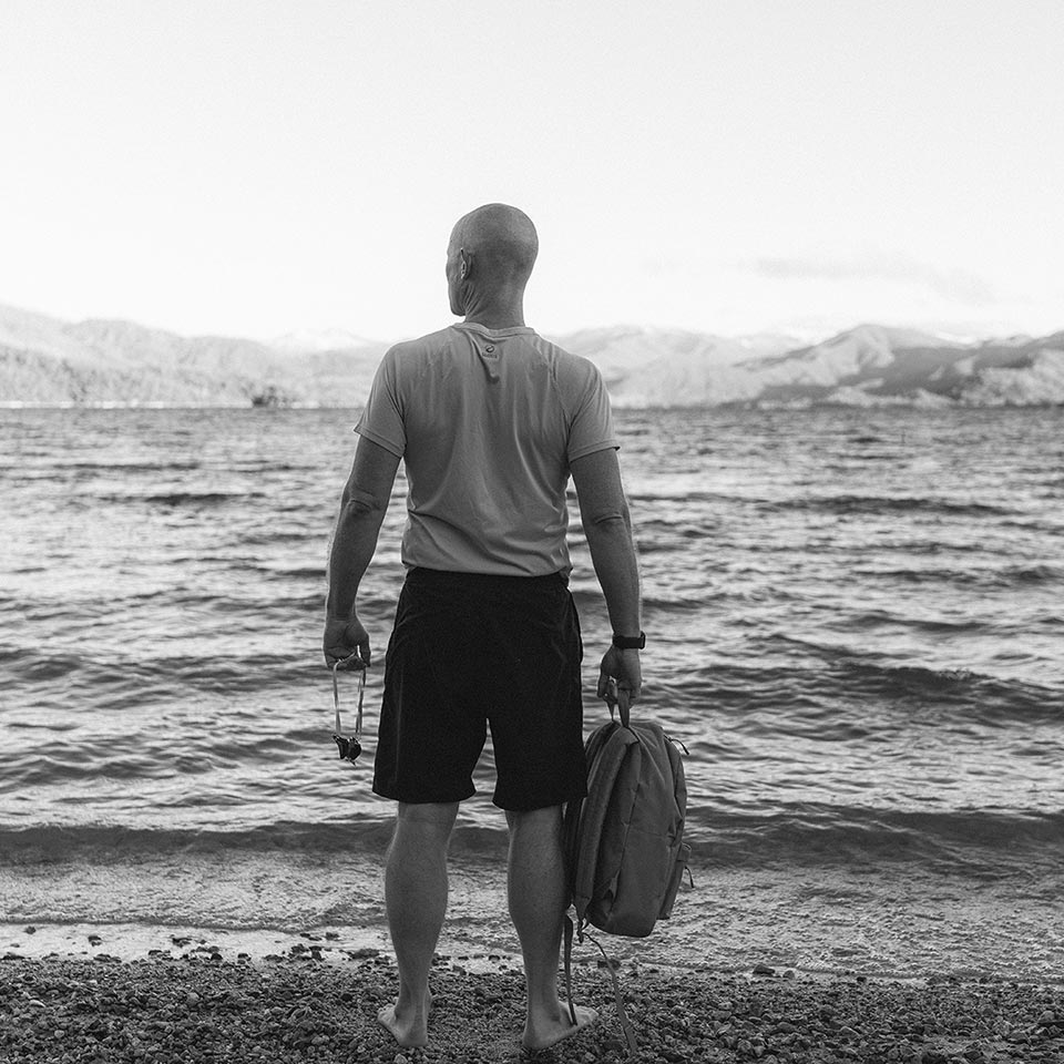 Tim Rayl looking out at Whiskey Lake in Redding California